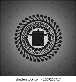 cooking pot icon inside realistic dark emblem