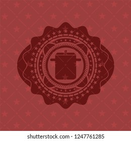 cooking pot icon inside realistic red emblem
