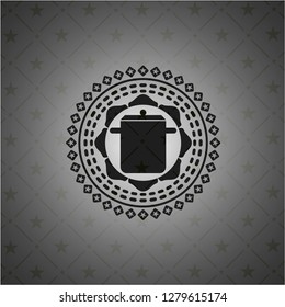 cooking pot icon inside realistic black emblem