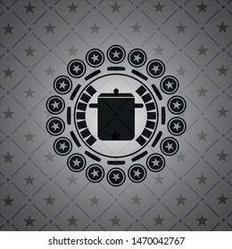 cooking pot icon inside realistic black emblem