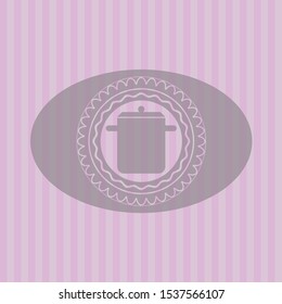 cooking pot icon inside realistic pink emblem