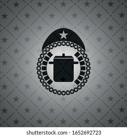 cooking pot icon inside realistic black emblem