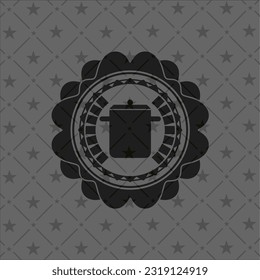 cooking pot icon inside realistic black emblem. 