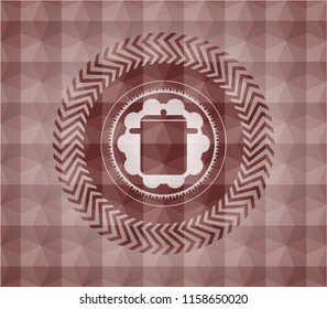 cooking pot icon inside red geometric badge. Seamless.
