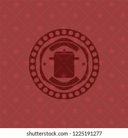 cooking pot icon inside red icon or emblem