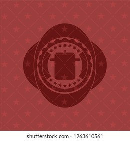 cooking pot icon inside red emblem