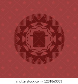 cooking pot icon inside red emblem