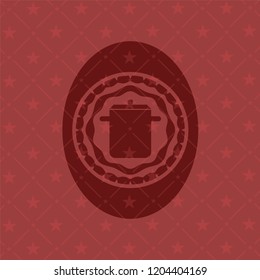 cooking pot icon inside retro style red emblem