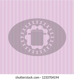 cooking pot icon inside retro style pink emblem