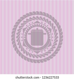 cooking pot icon inside retro style pink emblem