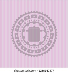 cooking pot icon inside retro style pink emblem
