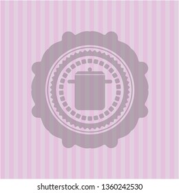 cooking pot icon inside retro pink emblem