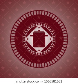cooking pot icon inside retro red emblem