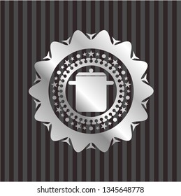 cooking pot icon inside silver badge
