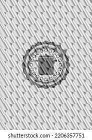 cooking pot icon inside silver shiny badge. Scales pattern. Vector Illustration. Detailed. 