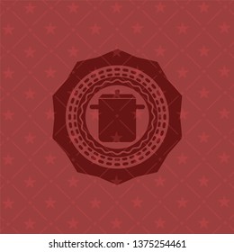 cooking pot icon inside vintage red emblem