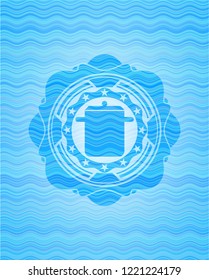 cooking pot icon inside water representation emblem background.