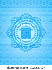 cooking pot icon inside water wavec oncept emblem.