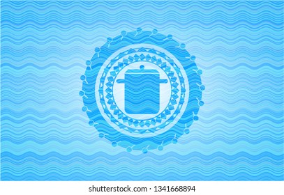 cooking pot icon inside water emblem background.