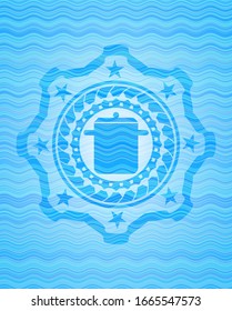 cooking pot icon inside water representation emblem background.
