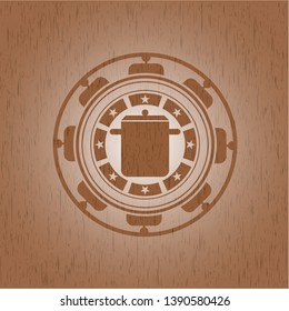 cooking pot icon inside wooden signboards