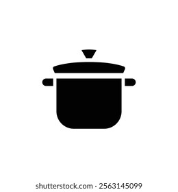 Cooking pot icon Isolated flat vector in outline