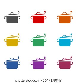 Cooking pot  icon isolated on white background. Set icons colorful