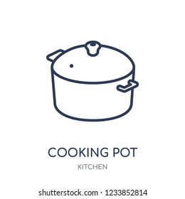 Cooking pot icon. Cooking pot linear symbol design from Kitchen collection. Simple outline element vector illustration on white background