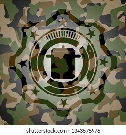 cooking pot icon on camo pattern