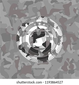 cooking pot icon on grey camo pattern
