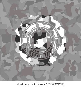 cooking pot icon on grey camo pattern