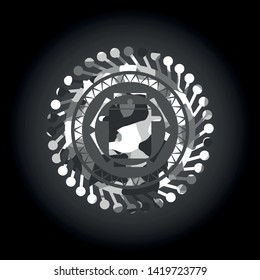 cooking pot icon on grey camouflaged texture