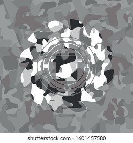 cooking pot icon on grey camouflage texture