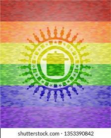 cooking pot icon on mosaic background with the colors of the LGBT flag