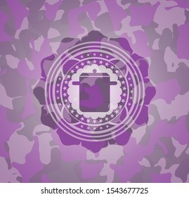 cooking pot icon on pink camouflage pattern