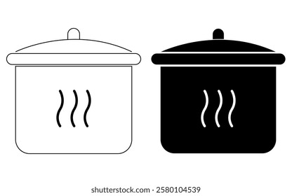 Cooking pot icon on white background
Vector icon of pot, kitchen utensils