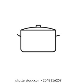 Cooking pot icon Outline set in black and white color