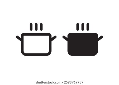 Cooking Pot Icon in Outline and Solid Styles Vector