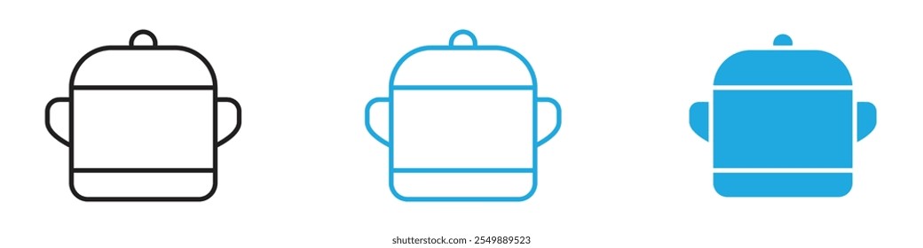 Cooking pot icon Outline vector line set