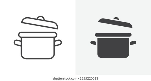 Cooking pot icon. outlined vector style.