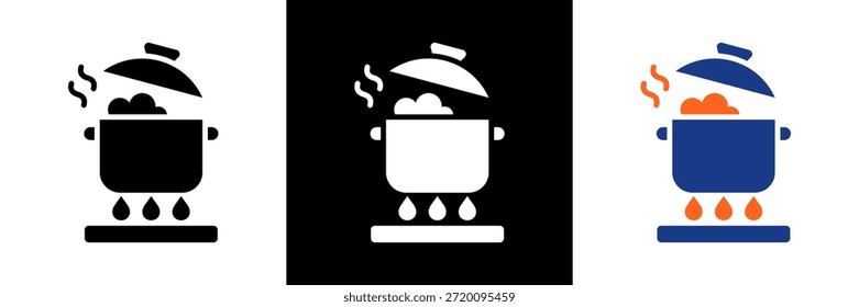 Cooking Pot Icon Set Glyph Vector Illustration