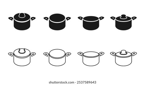 cooking pot icon set vector illustration isolated on white background.