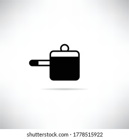 cooking pot icon with shadow on white background