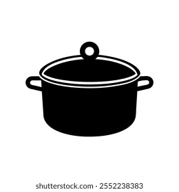 cooking pot icon silhouette vector on a white background