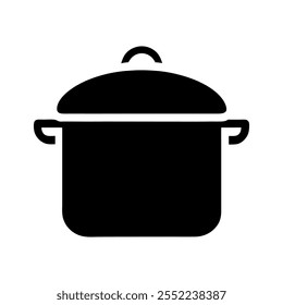 cooking pot icon silhouette vector on a white background