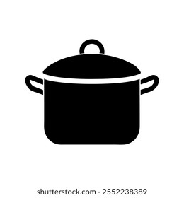 cooking pot icon silhouette vector on a white background