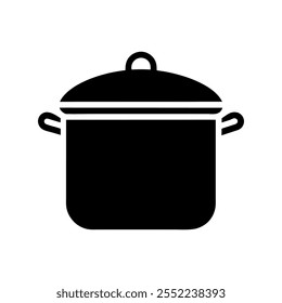 cooking pot icon silhouette vector on a white background