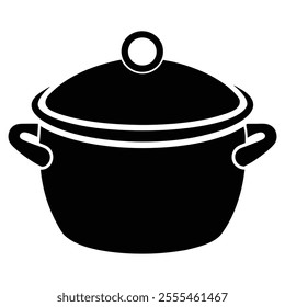 Cooking pot icon silhouette vector art illustration