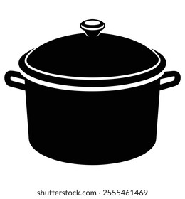 Cooking pot icon silhouette vector art illustration