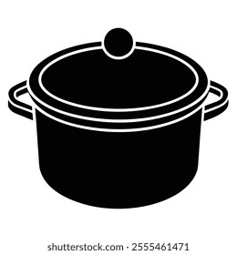 Cooking pot icon silhouette vector art illustration